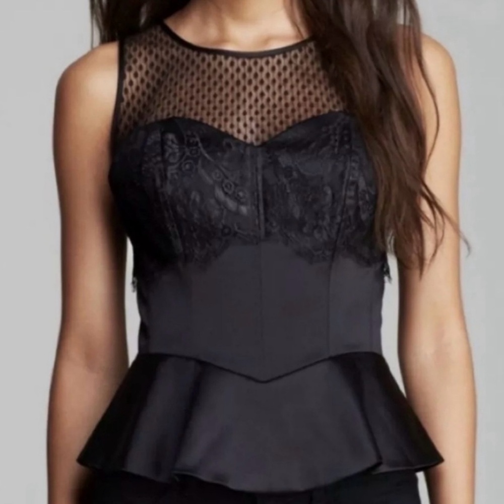 Black Lace Peplum Top